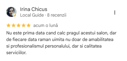 Recenzie Google de la Irina Chicus
